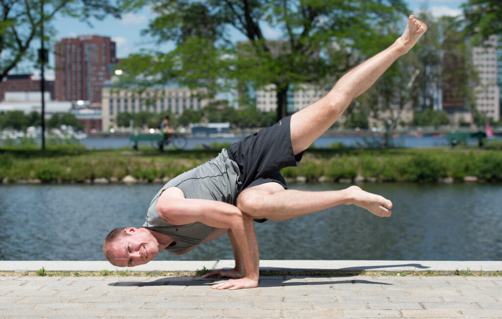 Trainer shows off flexibility.
