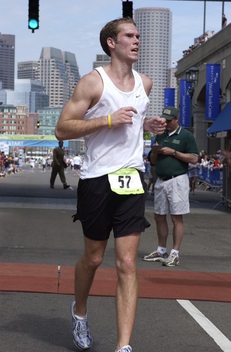 Runner hitting the wall and breaking through.